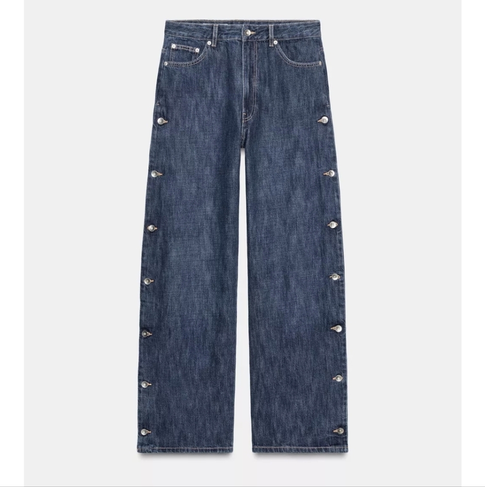 ZARA TRF BAGGY MID-WAIST BUTTON JEANS